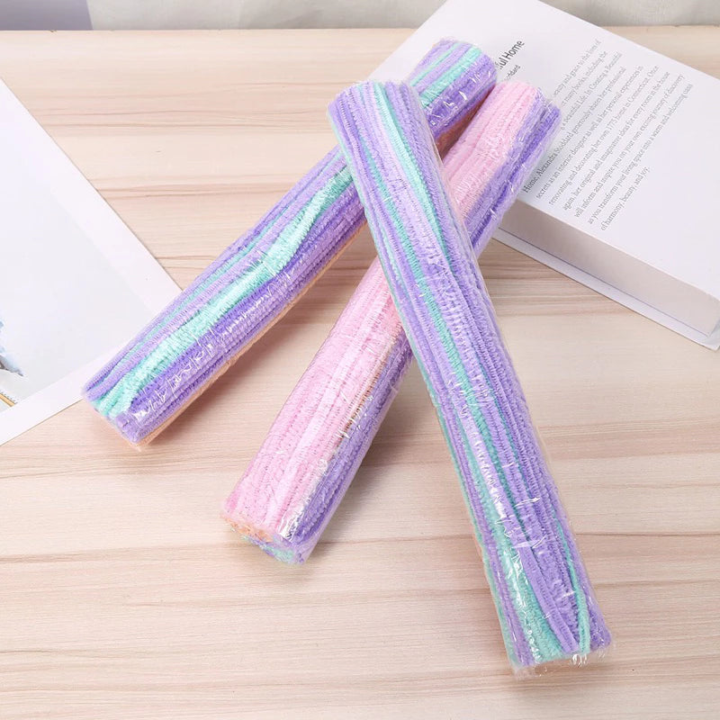 | 100PCS 8mm Fuzzy Wire Colored Chenille Wires Fluffy Sticks Stems Twist Tie for Kids