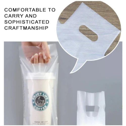 100pcs Take Out Plastic Transparent Packaging Bag for Milktea