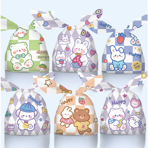 50pcs Cartoon Rabbit Ears Packaging Bag Candy Snack Biscuit Gift Bag