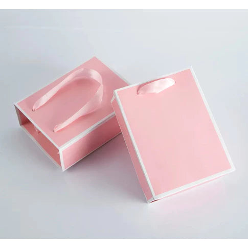 1Pc PINK Paper Bag W/ Black Border Gift Craft Paper Gift Plain Rope Handle Hand bag