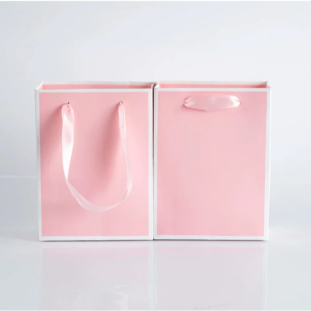 1Pc PINK Paper Bag W/ Black Border Gift Craft Paper Gift Plain Rope Handle Hand bag
