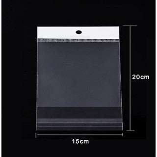 100pcs White Header OPP Adhesive Resealable Plastic Bag
