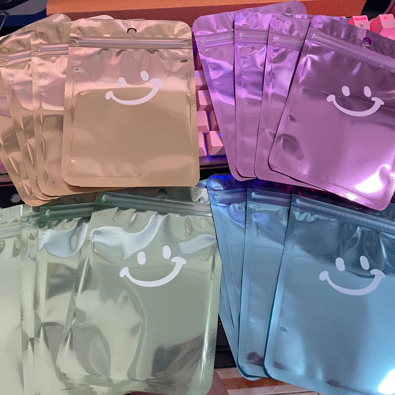 1pc Cartoon smiley face ziplock bag transparent aluminum inner printing packaging bag