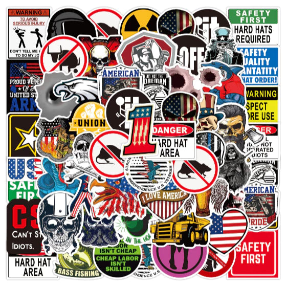 50pcs Graffiti Warning Stickers DIY Waterproof Fashion Decals Stickers