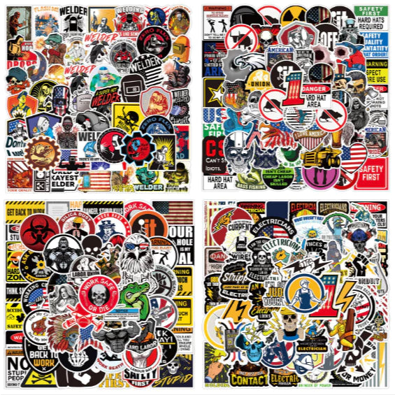 50pcs Graffiti Warning Stickers DIY Waterproof Fashion Decals Stickers