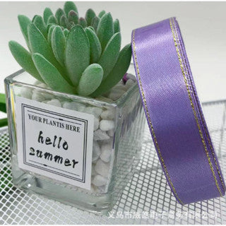 2.5cm double gold-rimmed satin ribbon flower bouquet packaging ribbon gift wrapper