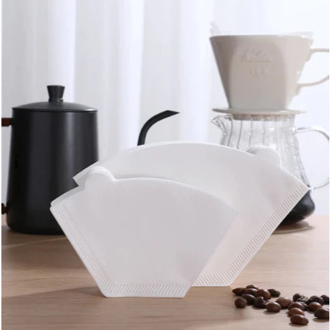 40PCS/100PCS Fan Coffee Paper Filters Hand-Poured Drip White Paper Filter New Coffee Filter