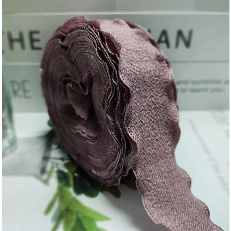 (4cmx9m) 1ROLL Wrinkled Lace Ribbon Packaging Ribbon Gift Box Diy Material Bow Ribbon