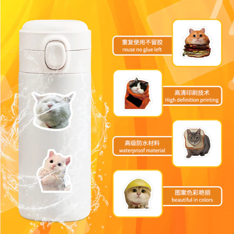 100pcs Cute Cat & Dog Stickers - Series Realistic Animal Decor for Water Bottles,Laptops,Phones ect