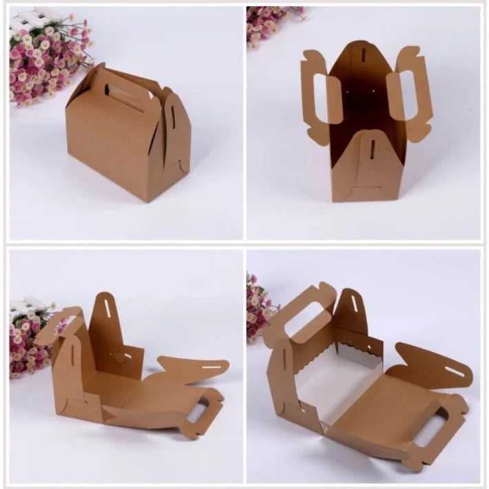 Pastry Kraft Paper Case Cake Picnic Box With Window, Cookie, Food Packaging Box