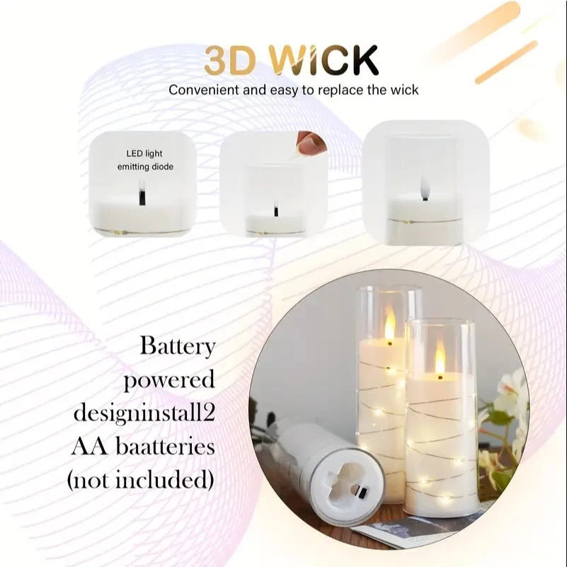 Copper Wire Flameless Candles With Embedded Star Strings, LED candles, Romantic Atmltwosphere Decor.