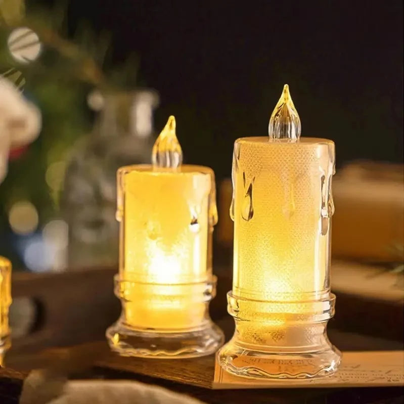 Flameless Tea Lights Candles Transparent Crystal Teardrop LED Candle Lights