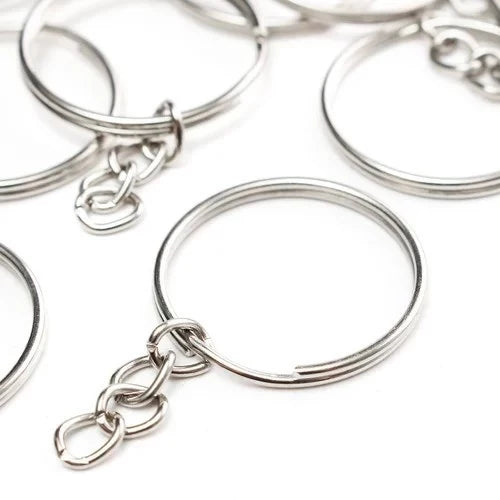 50pcs Aperture Keychain Rings – Silver and Gold Stainless Steel Key Ring Buckles for DIY