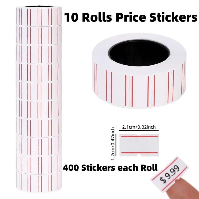 1Tube/10ROLL | 4000pcs Sticky White Price Tag Labels - for Office, Retail Stores Highquali