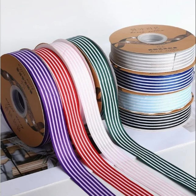 25mm | 5 yards Wide Stripe Ribbon Fresh Flower Gift Box Packaging Polyester Durable Ribbon