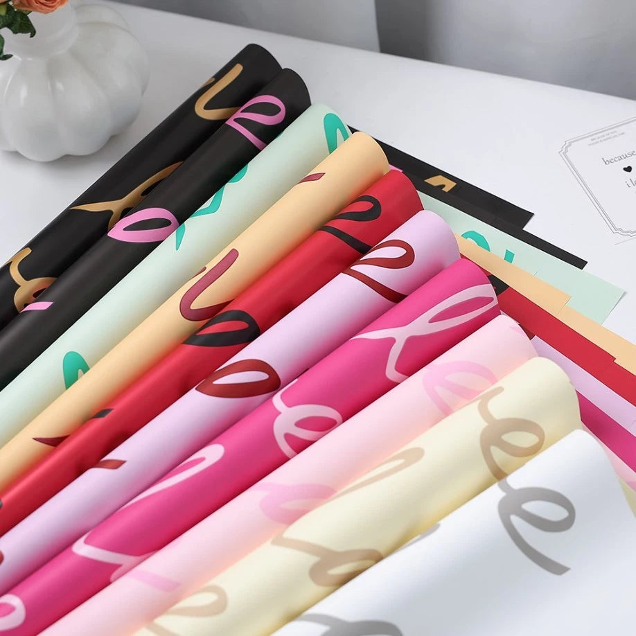 20pcs Love Floral Bouquet Wrapping Paper - Waterproof, Perfect for Romantic Gift Wrapping