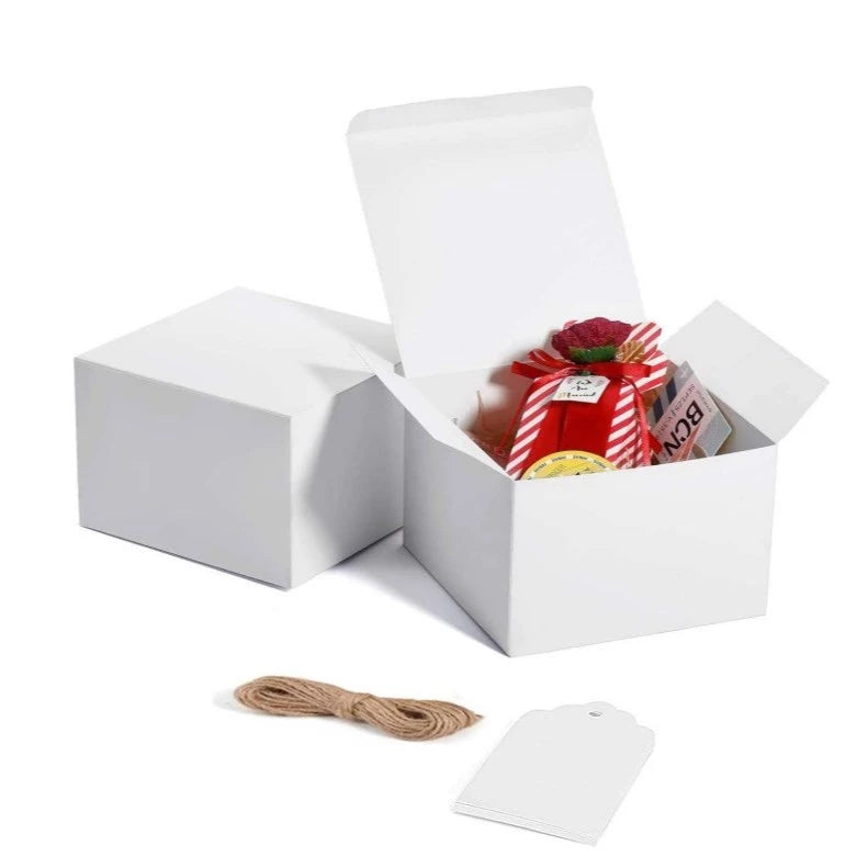 Square Kraft Paper Gift Box with Hemp Rope & Tag – Minimalist & Stylish Packaging