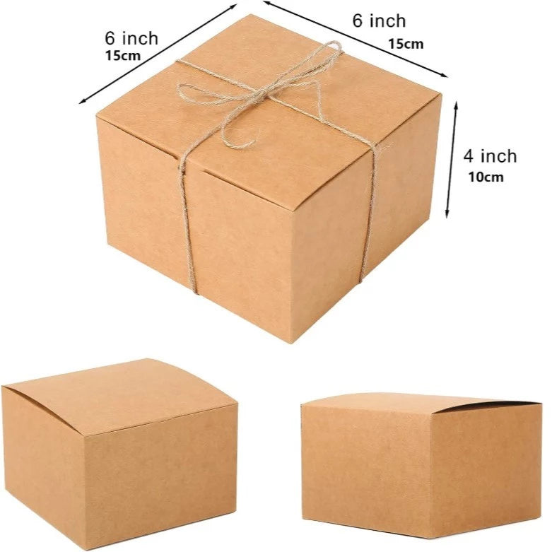 Square Kraft Paper Gift Box with Hemp Rope & Tag – Minimalist & Stylish Packaging