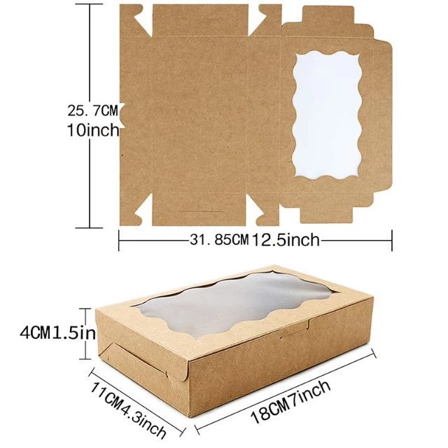 10pcs | Window Pastry Box - Kraft Paper Cake Boxes & Cups with Window muffin tart box