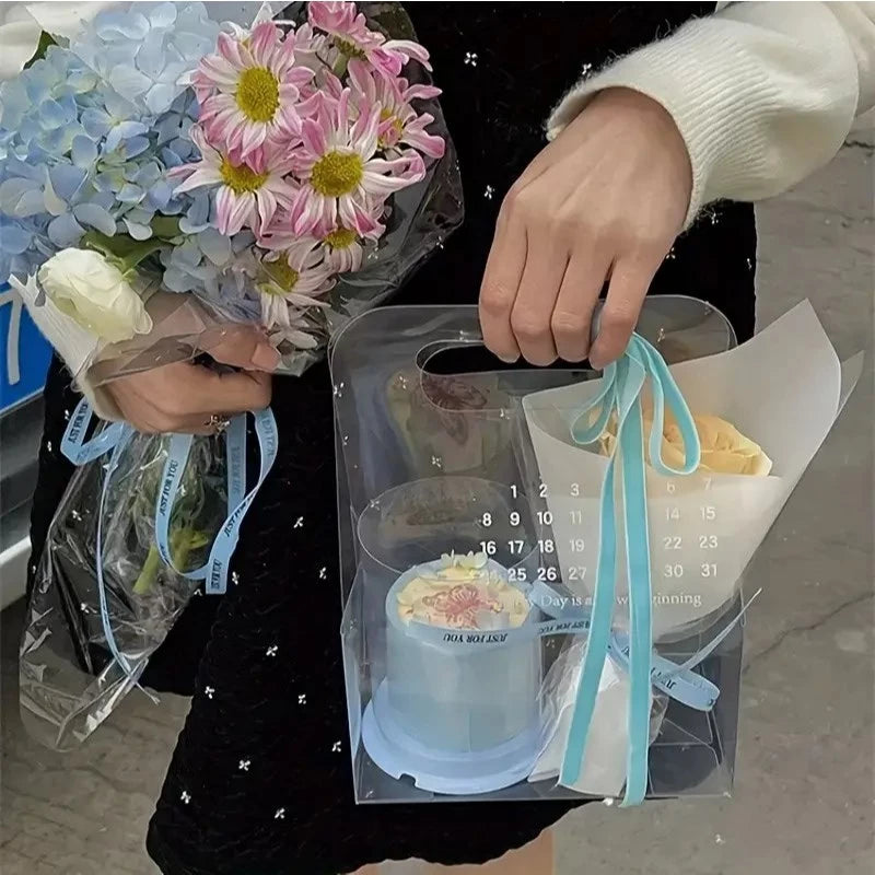 Transparent PVC Flower Cake Calendar Bags - Suitable for Events and Celebrations
