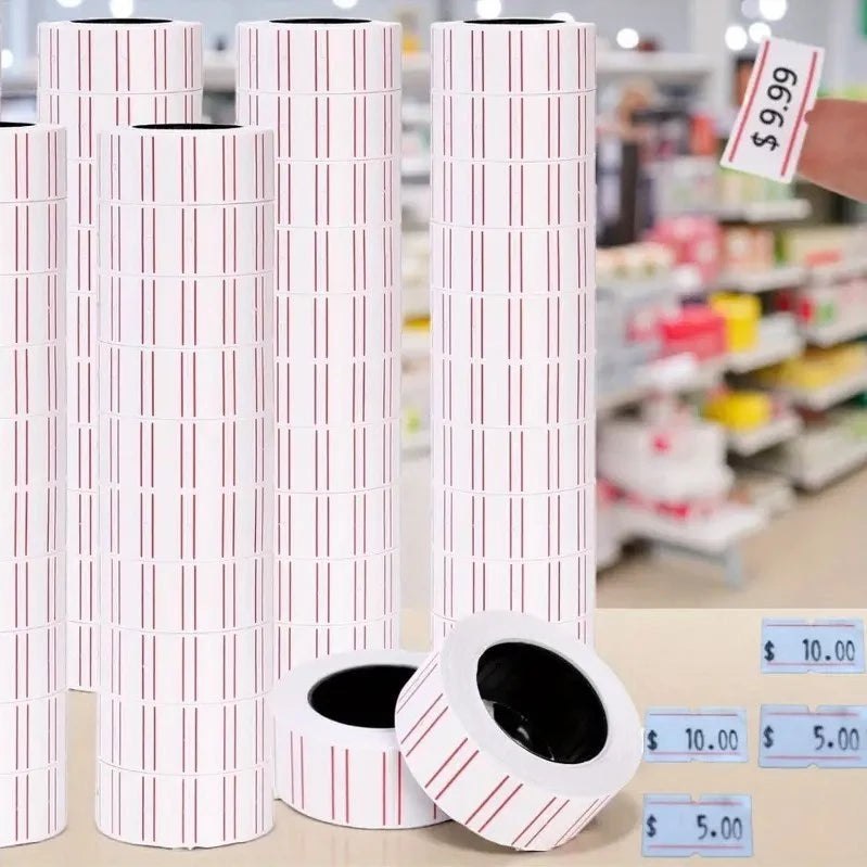 1Tube/10ROLL | 4000pcs Sticky White Price Tag Labels - for Office, Retail Stores Highquali