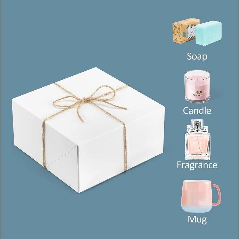 Square Kraft Paper Gift Box with Hemp Rope & Tag – Minimalist & Stylish Packaging