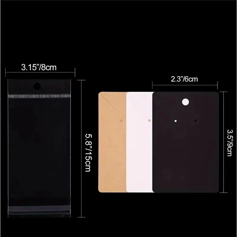 50pcs/Set Blank Kraft Paper Jewelry Holder Cards – Earring, Necklace, Keychain & Bracelet Display