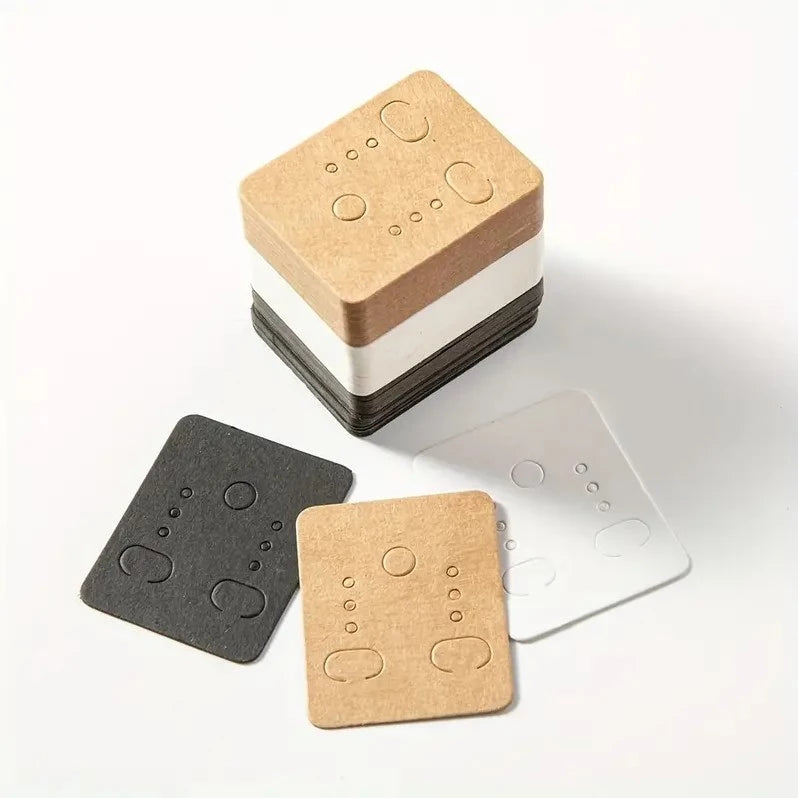 50pcs/Set Blank Kraft Paper Jewelry Holder Cards – Earring, Necklace, Keychain & Bracelet Display