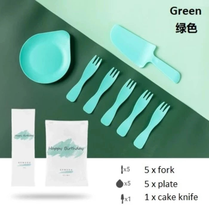 Knife, Fork and Plate Disposable Set – Durable Plastic Cutlery for Dessert, Birthday & Wedding Event