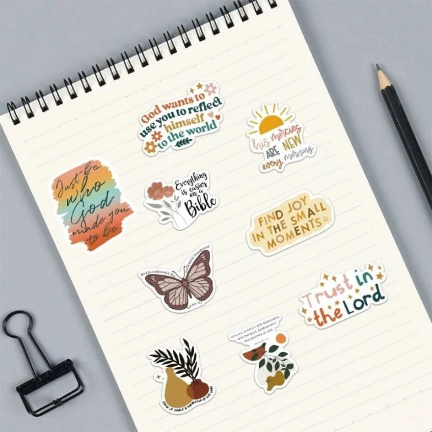 Jesus Bible Phrase Slang Stickers - Classical Wisdom Words Waterproof Doodle Stickers