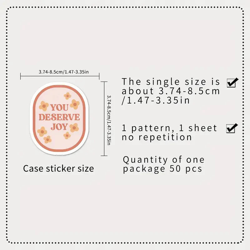 50pcs Danish pink inspirational sticker -creative positive energy short sentences waterproof sticker