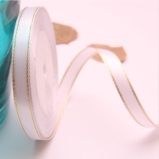 1cm Double Gold Edge Ribbon 1 Roll Gift Wedding Christmas Festival Holiday Package Ribbons