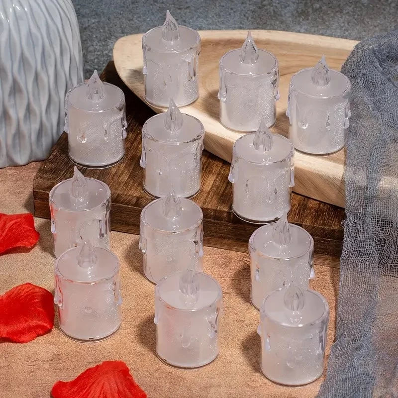 Flameless Tea Lights Candles Transparent Crystal Teardrop LED Candle Lights