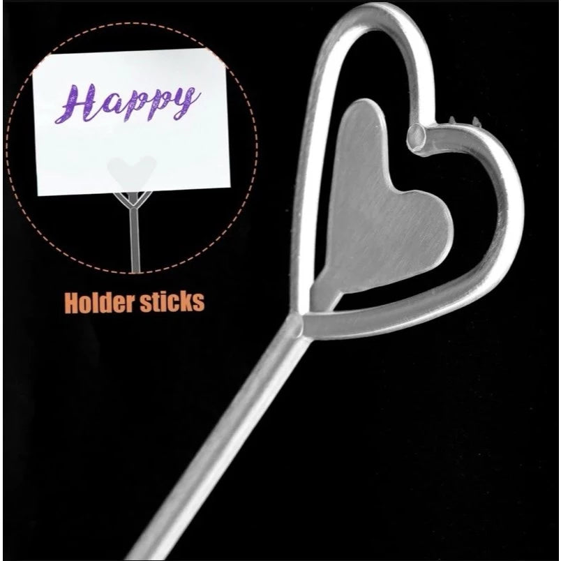 80pcs Plastic Heart Shape Card Holders for Floral Arrangements, Household Item, Wedding Decorations