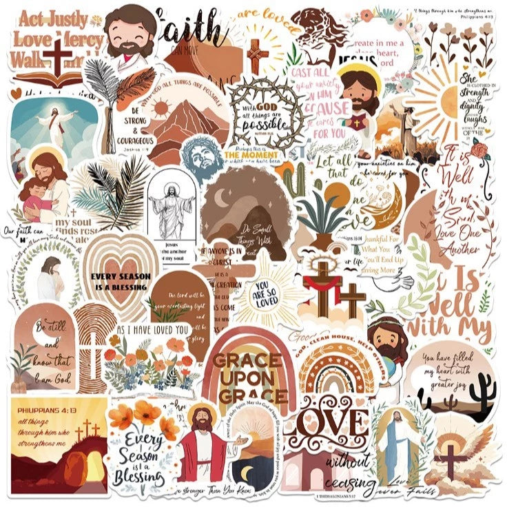 Jesus Bible Phrase Slang Stickers - Classical Wisdom Words Waterproof Doodle Stickers