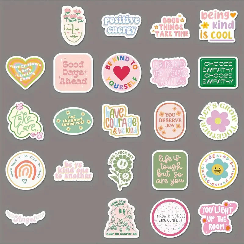 50pcs Danish pink inspirational sticker -creative positive energy short sentences waterproof sticker