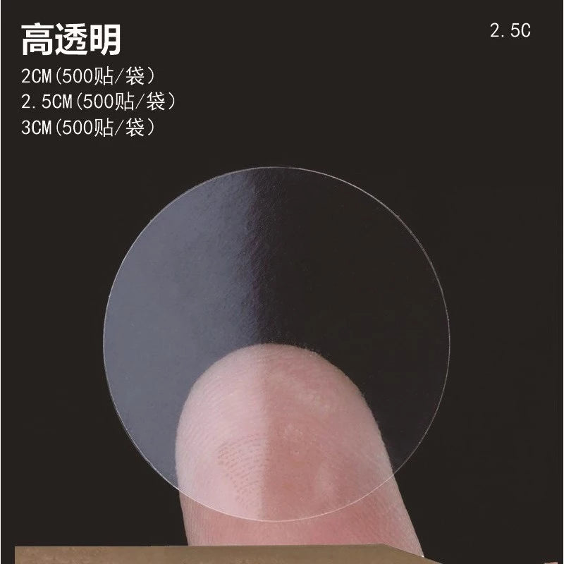 500pcs/sheets Self-adhesive Transparent sealing sticker SHEETS 2CM 2.5CM 3CM flat round