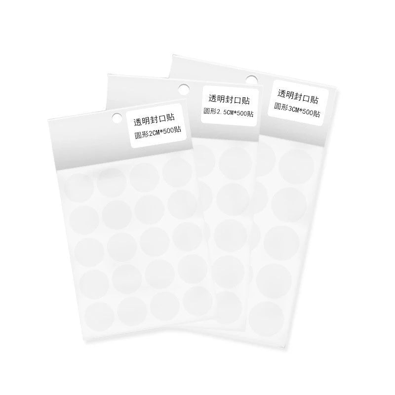 500pcs/sheets Self-adhesive Transparent sealing sticker SHEETS 2CM 2.5CM 3CM flat round