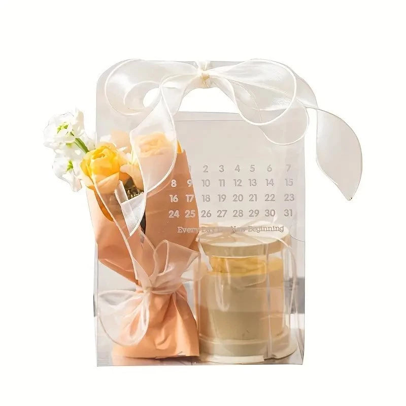 Transparent PVC Flower Cake Calendar Bags - Suitable for Events and Celebrations