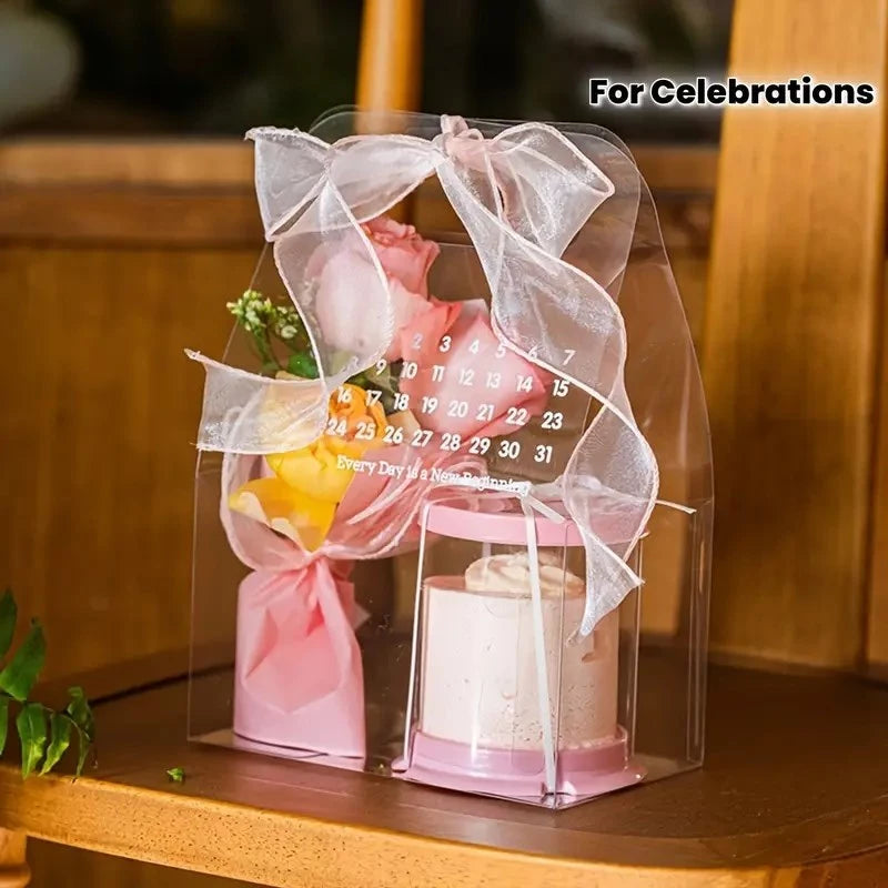Transparent PVC Flower Cake Calendar Bags - Suitable for Events and Celebrations