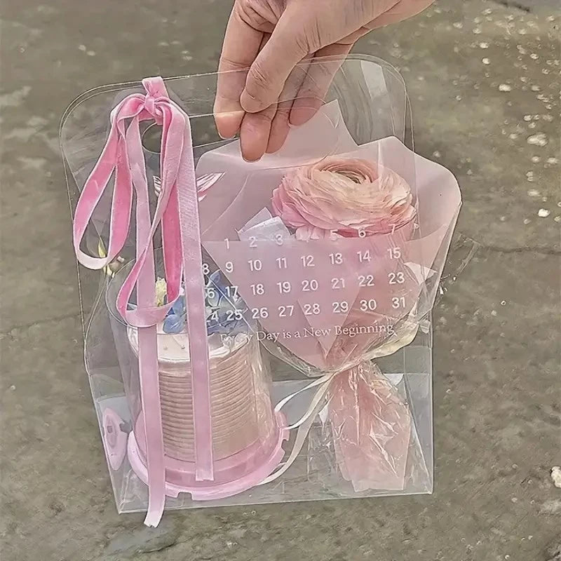 Transparent PVC Flower Cake Calendar Bags - Suitable for Events and Celebrations