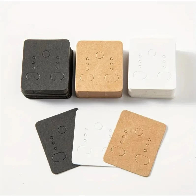50pcs/Set Blank Kraft Paper Jewelry Holder Cards – Earring, Necklace, Keychain & Bracelet Display