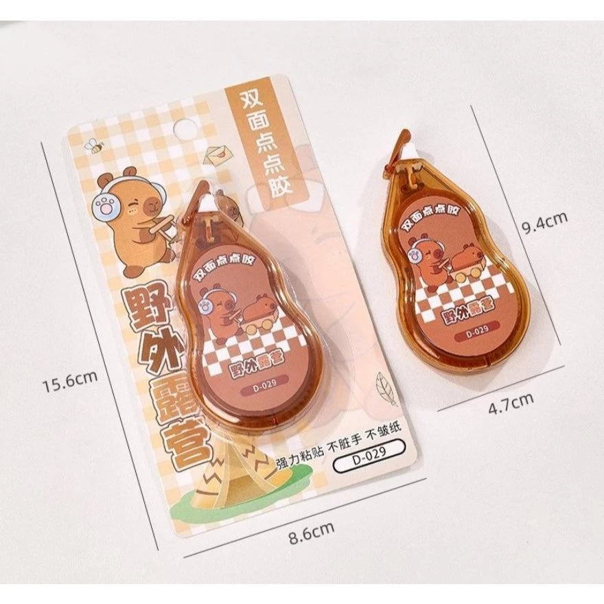 Capybara-Themed Glue Dot Tape Roll-on Double-Sided Adhesive for DIY Craft, Office, Schools