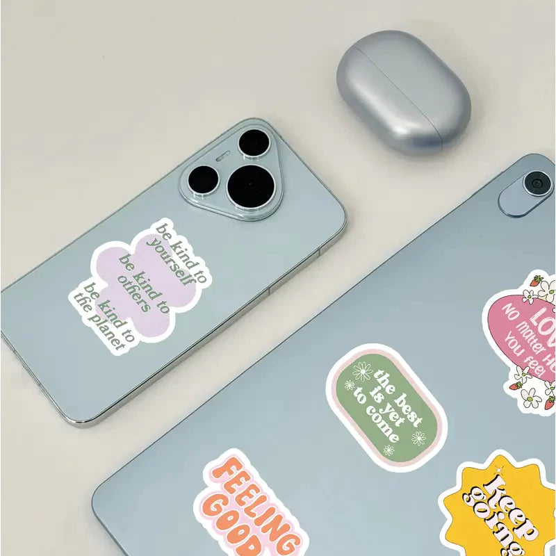 50pcs Danish pink inspirational sticker -creative positive energy short sentences waterproof sticker