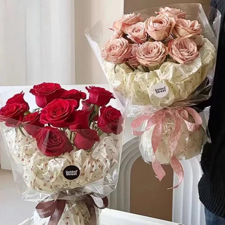 Snow Pear Paper Bouquet Wrapping-BOW And ROSE Paper Handmade DIY Gift Wrapping Decorations