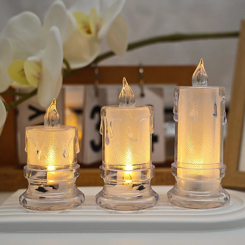 Flameless Tea Lights Candles Transparent Crystal Teardrop LED Candle Lights