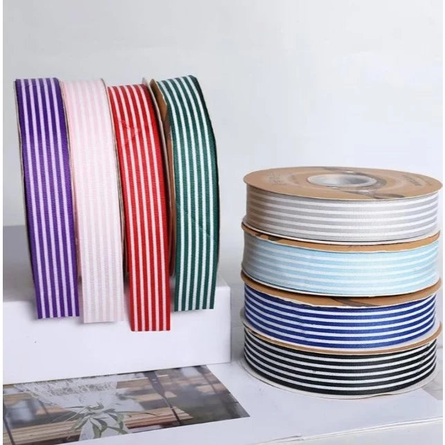25mm | 5 yards Wide Stripe Ribbon Fresh Flower Gift Box Packaging Polyester Durable Ribbon