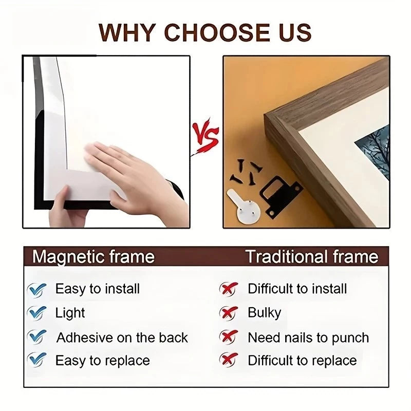 5pcs | Magnetic Photo Frames - DIY Wall Decor Photo Certificate Office Sticker Wall Frame