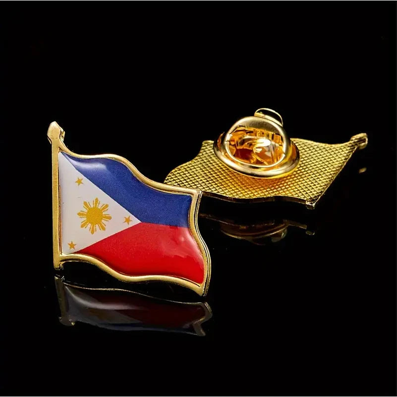 1pc/3pcs | Philippine Flag Lapel Pin, National Emblem Alloy Brooch, Tie Backpack Badge