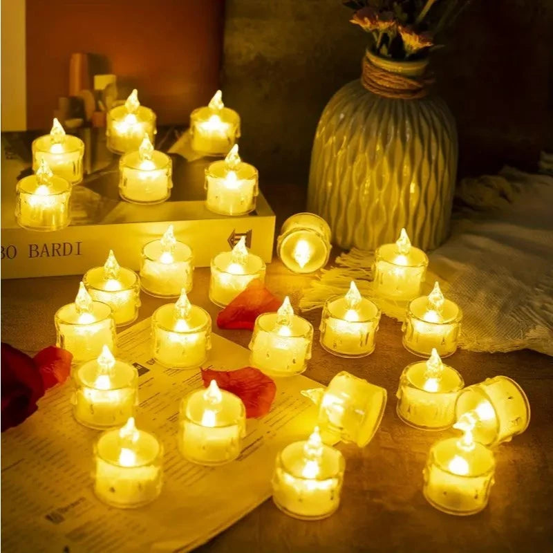 Flameless Tea Lights Candles Transparent Crystal Teardrop LED Candle Lights